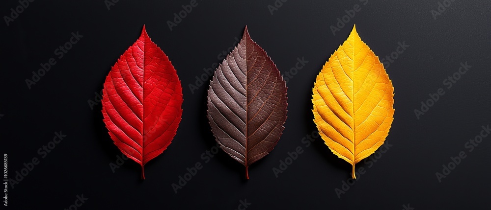 Obraz premium one red, one yellow, and one green, with the green leaf centrally positioned