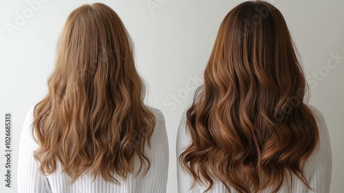 Two women with long, wavy brown hair.