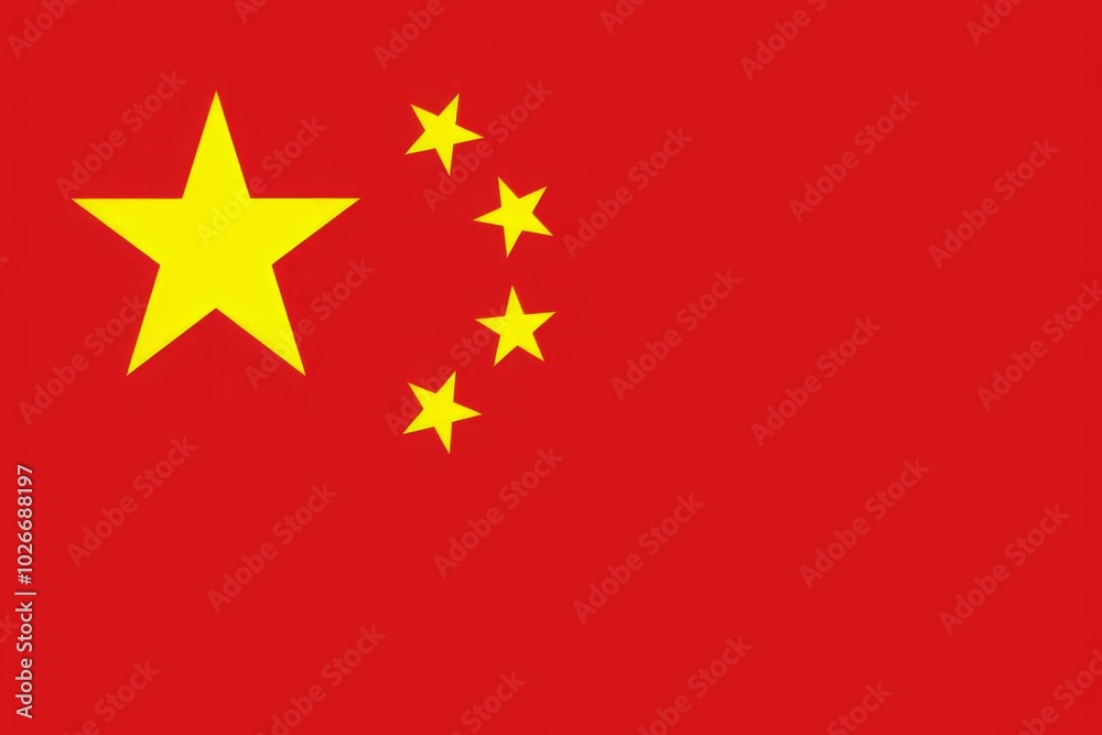 A red and yellow Chinese flag with five stars A red and yellow Chinese flag with five stars