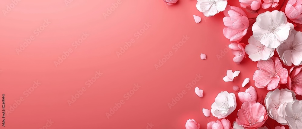 Pink background filled with a cluster of pink and white blooms Inscription area for text or name Pink background filled with a cluster of pink and white blooms Inscription area for text or name