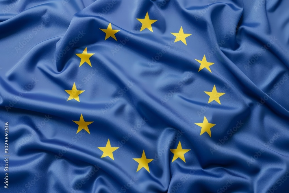 A blue and yellow flag with stars on it A blue and yellow flag with stars on it