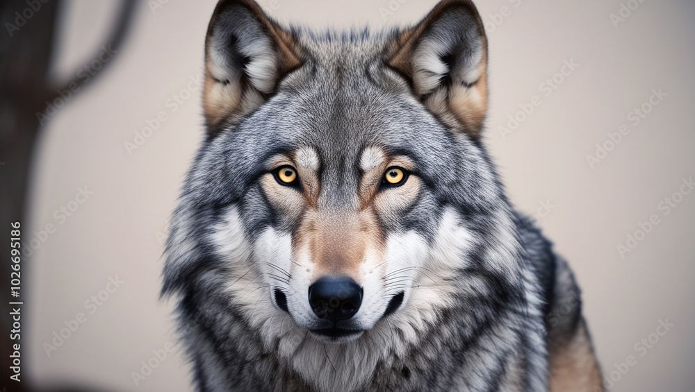 Wolf Portrait Close-up, Predator Wild Animal Wolf Portrait Close-up, Predator Wild Animal