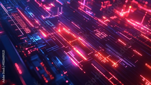 A futuristic digital grid with glowing lines and nodes representing data and connectivity.