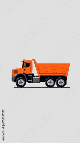 Flat Design Orange Dump Truck Illustration