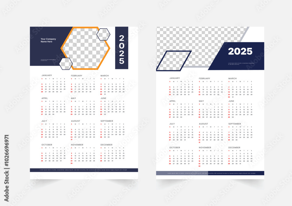 2025 one page wall calendar template. professional corporate calendar of minimal design. 2025 one page wall calendar template. professional corporate calendar of minimal design.