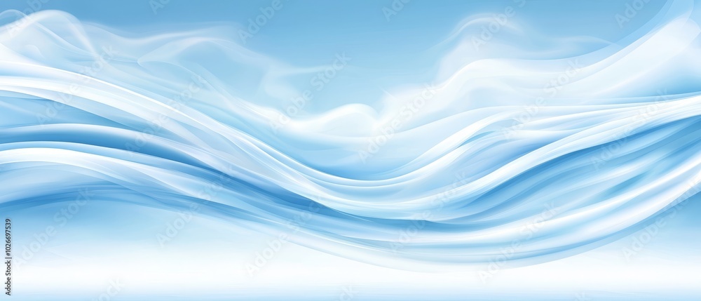 Fototapeta premium Blue backdrop with a white wave at the base and a sky of uninterrupted blue above