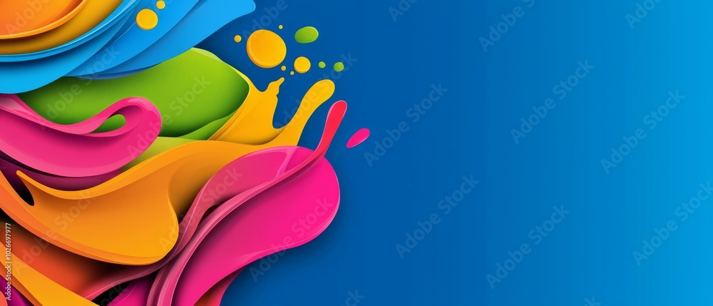 Fototapeta premium A vibrant abstract backdrop featuring a paint splatter at its base and another color splash at the image's bottom