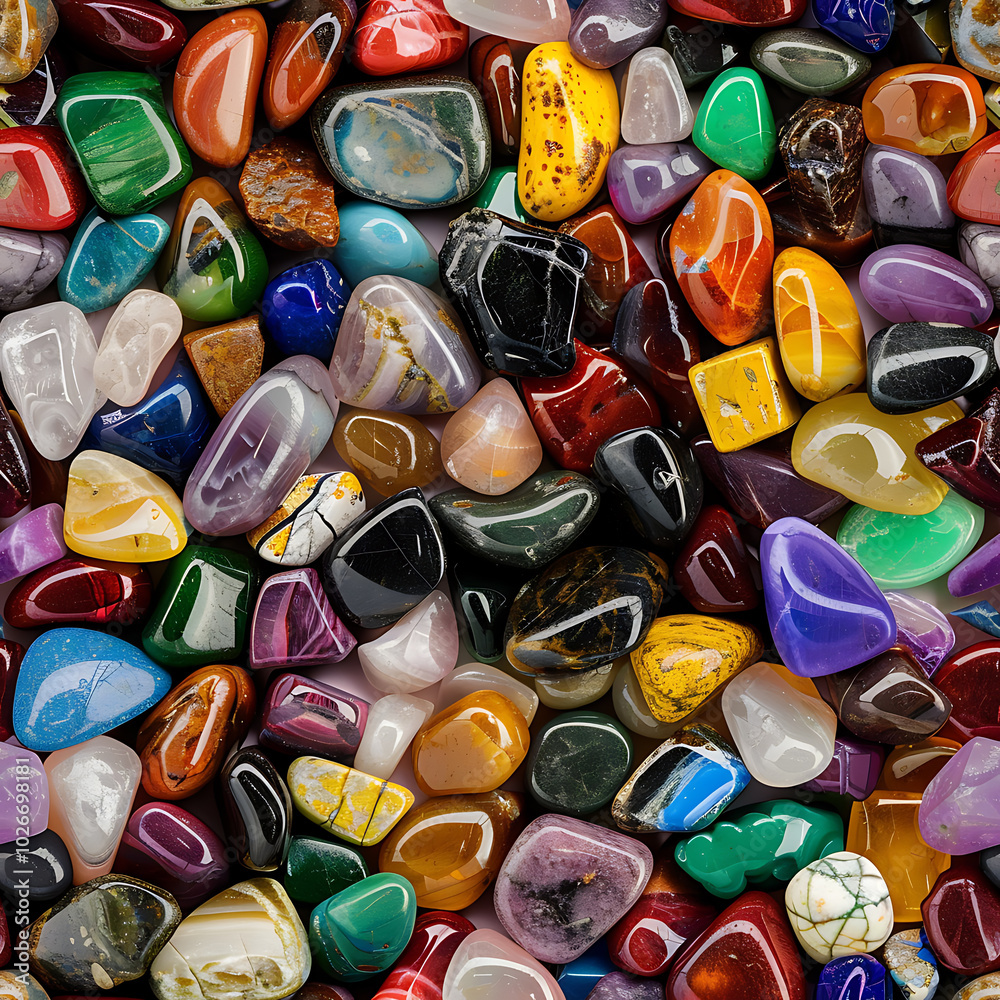 Polished Raw Gemstones Repeating Pattern Polished Raw Gemstones Repeating Pattern
