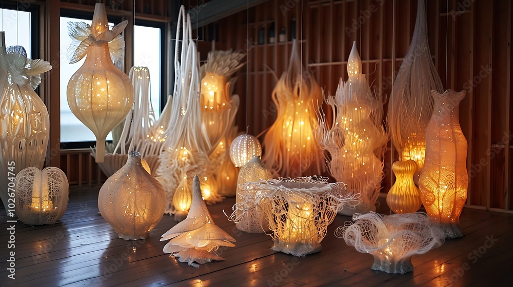 A collection of luminaries made of strands A collection of luminaries made of strands