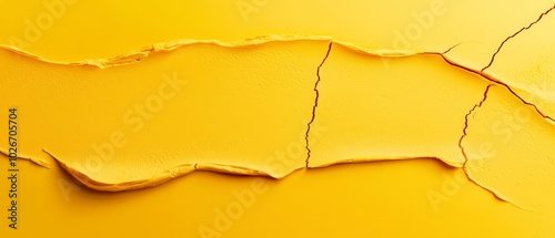  Two yellows backgrounds, each featuring a solitary crack in their respective middles