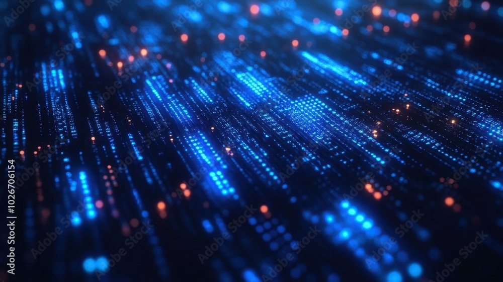 Glowing blue binary code scrolling across a dark background, giving a tech-savvy vibe. Glowing blue binary code scrolling across a dark background, giving a tech-savvy vibe.