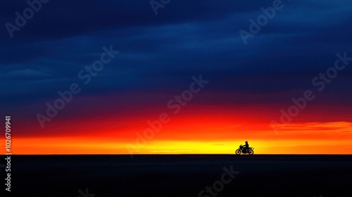 A single figure in a wheelchair silhouetted against a vibrant sunset on a calm beach.