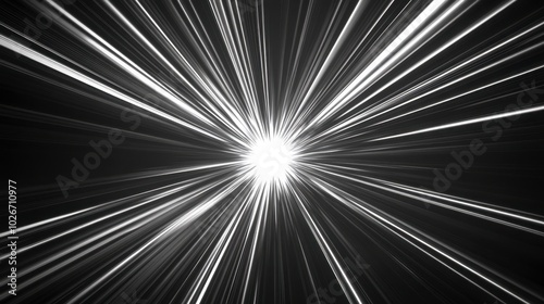 Radiating light beams from a central point, creating an abstract starburst pattern.