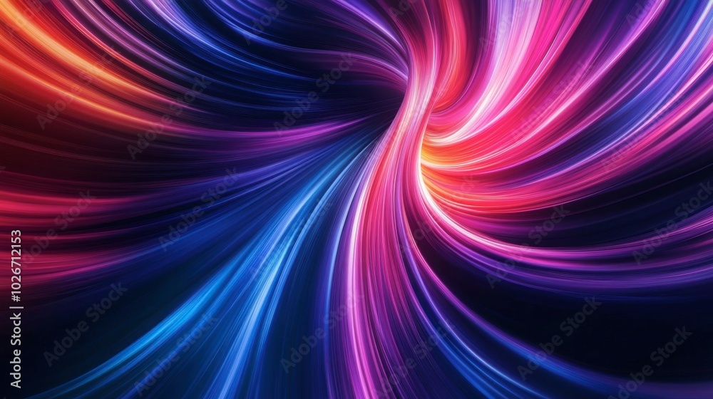 Twisting beams of light in neon colors creating a vibrant abstract background on a black canvas. Twisting beams of light in neon colors creating a vibrant abstract background on a black canvas.
