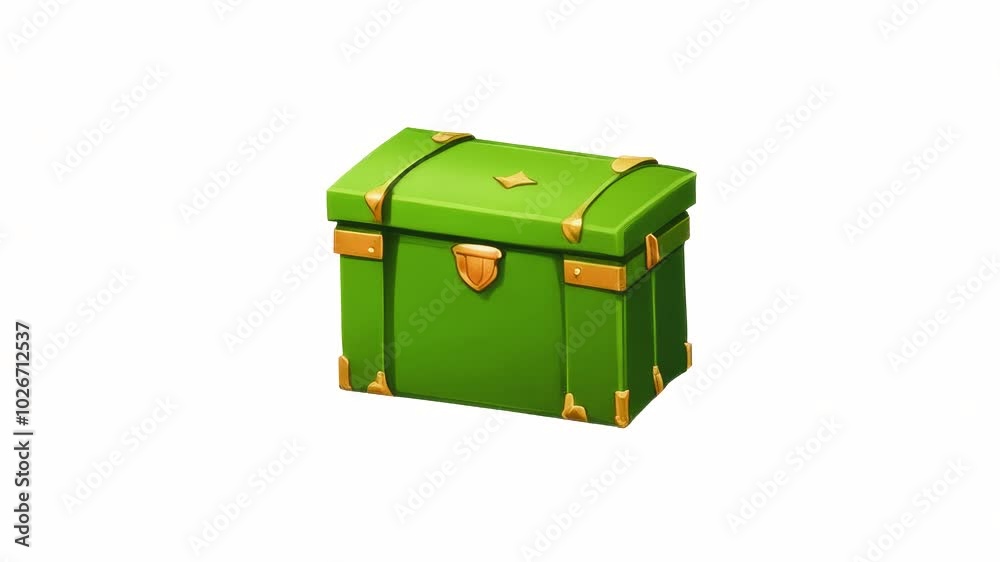 4k animation of a green retro chest isolated on a white background 4k animation of a green retro chest isolated on a white background