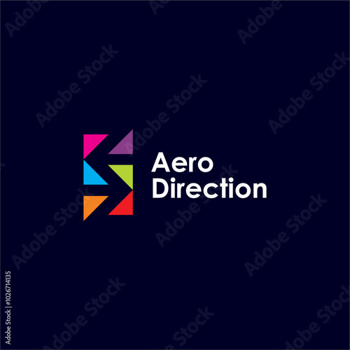 Aero direction finance colorful logo design vector editable business brand identity royalty free image