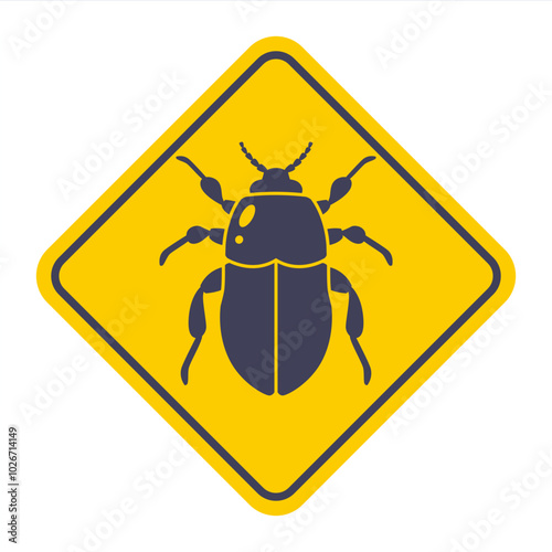 This black vector beetle icon is a stylized silhouette of a beetle. showing its distinct body shape and antennae. photo