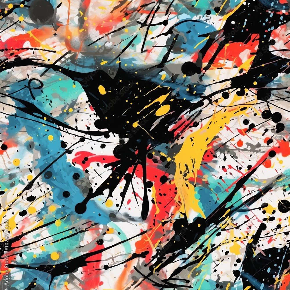 Dynamic abstract art with colorful splashes and expressive brush strokes, background. Dynamic abstract art with colorful splashes and expressive brush strokes, background.