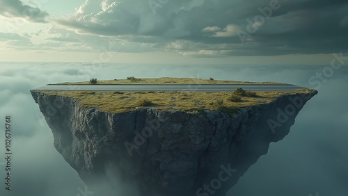 Surreal Floating Road at Sunset