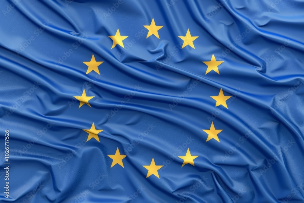 A blue and yellow flag with stars on it