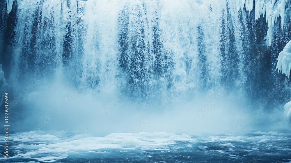 Frozen waterfall texture background, icy and serene for nature-themed designs Frozen waterfall texture background, icy and serene for nature-themed designs