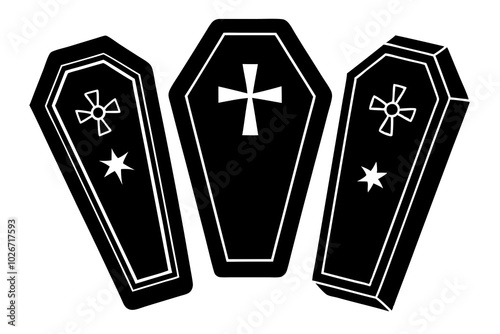 Halloween Coffin Bundle svg, Halloween Coffins svg line art svg silhouette