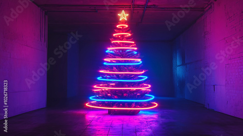 Neon christmas tree