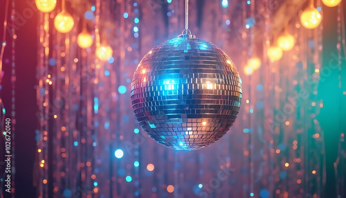 Glittering Disco Ball Reflecting Light