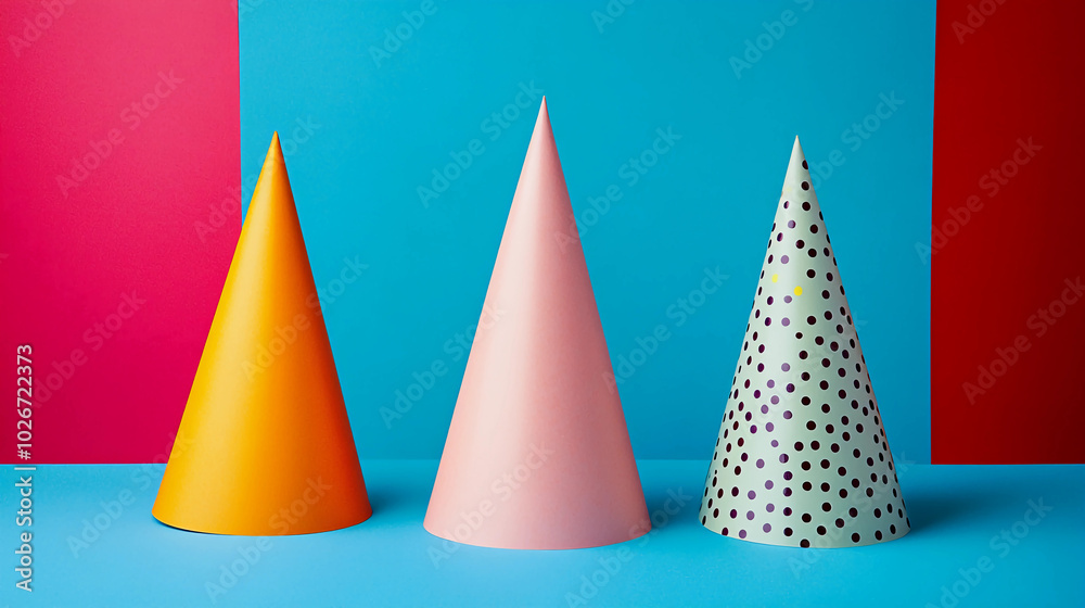 Cute party hats on a bright background Cute party hats on a bright background
