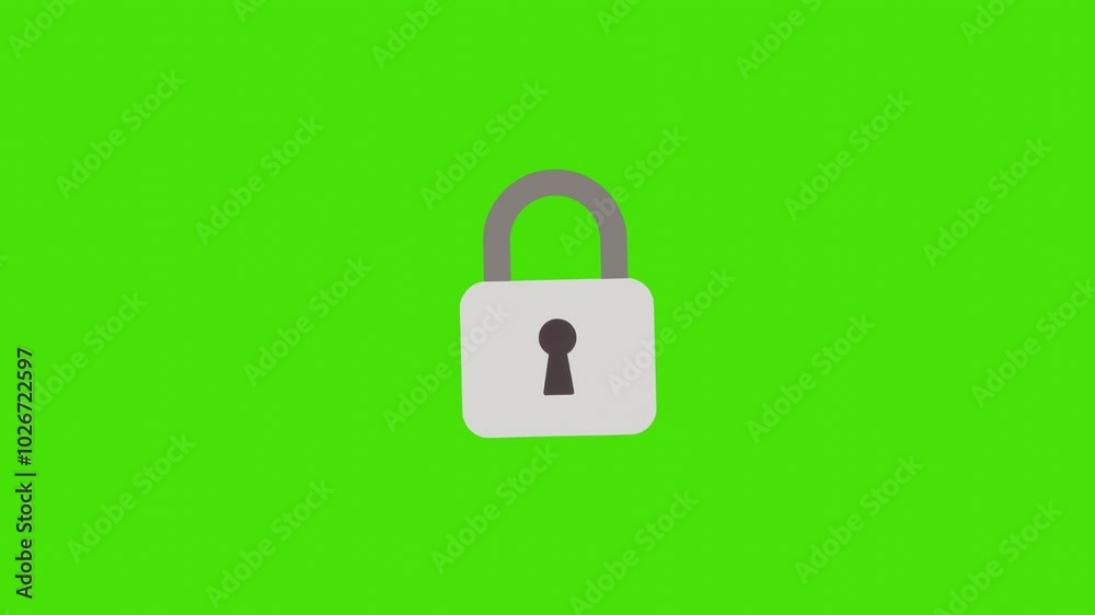 4k animation of a closed grey lock isolated on a green screen 4k animation of a closed grey lock isolated on a green screen