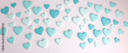 Romantic Hearts with Glossy and Semi-Transparent Textures