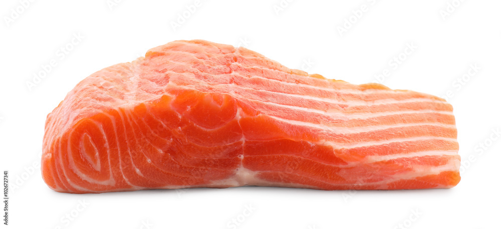 Piece of fresh salmon isolated on white Piece of fresh salmon isolated on white