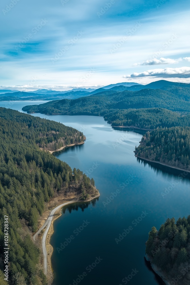 A beautiful mountain range with a river running through it. The sky is clear and blue, and the water is calm. The trees are lush and green, and the landscape is serene and peaceful A beautiful mountain range with a river running through it. The sky is clear and blue, and the water is calm. The trees are lush and green, and the landscape is serene and peaceful