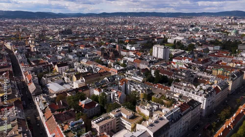 Vienna Austria, aerial shot from a drone. Flight over Vienna city. Top cinematic aerial view. Vienna skyline. Wien downtown landscape. Old architecture Vienna Austria, aerial shot from a drone. Flight over Vienna city. Top cinematic aerial view. Vienna skyline. Wien downtown landscape. Old architecture