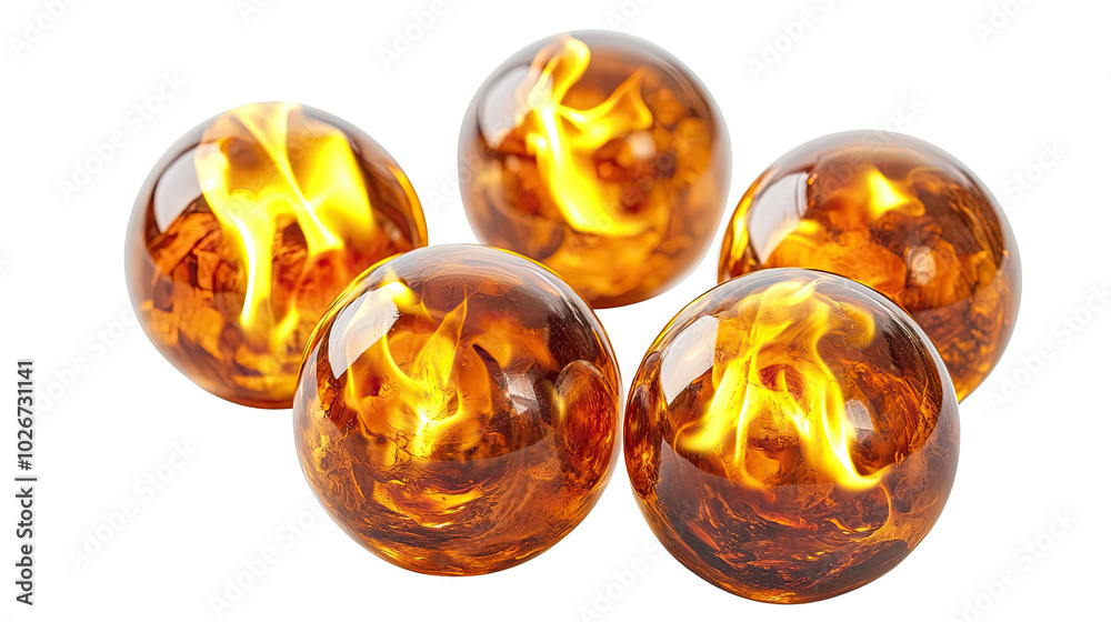 Burning Balls of Fire Glowing Intensely in a Dark Setting Generative AI Burning Balls of Fire Glowing Intensely in a Dark Setting Generative AI