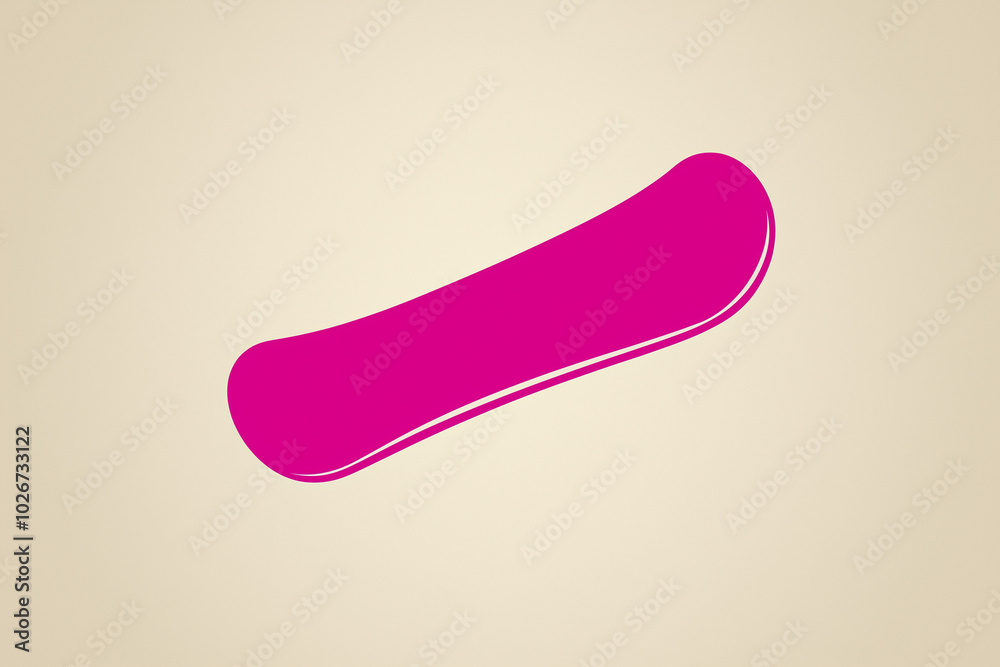 Snowboard Icon in 2D: Sliding Magenta on a Beige Snowscape Snowboard Icon in 2D: Sliding Magenta on a Beige Snowscape