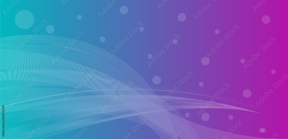 Abstract Gradient Background with Flowing Lines and Floating Dots in Blue and Purple Tones, Featuring a Futuristic and Minimalist Design