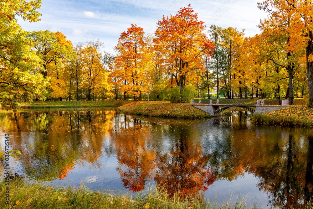 Alexander park in autumn, Pushkin (Tsarskoe Selo), St. Petersburg, Russia Alexander park in autumn, Pushkin (Tsarskoe Selo), St. Petersburg, Russia
