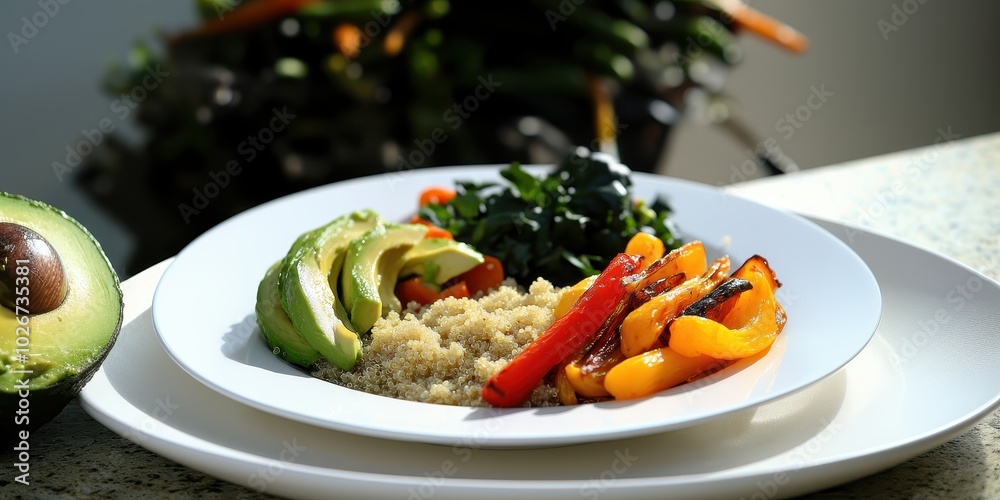 a plate of food with a variety of vegetables a plate of food with a variety of vegetables