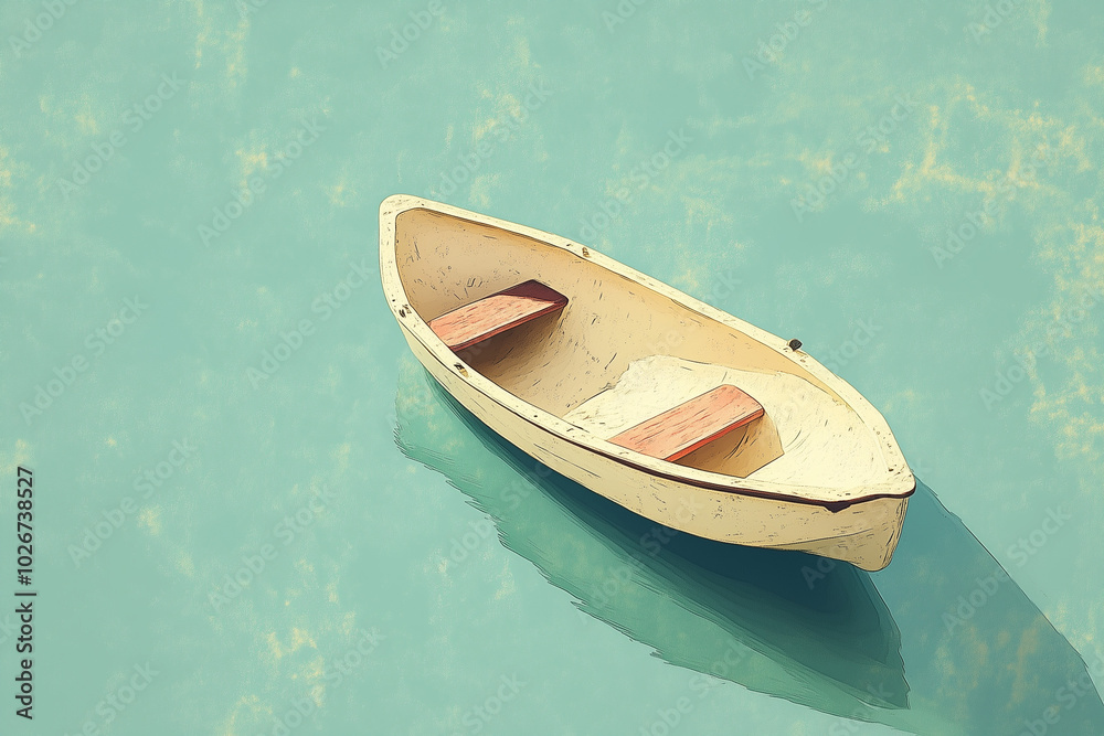 Dinghy Icon in 2D: Departing Sand Beige on a Seafoam Adventure Dinghy Icon in 2D: Departing Sand Beige on a Seafoam Adventure