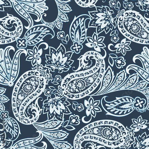 Wallpaper Mural Seamless Paisley pattern in indian style. Floral vector illustration Torontodigital.ca