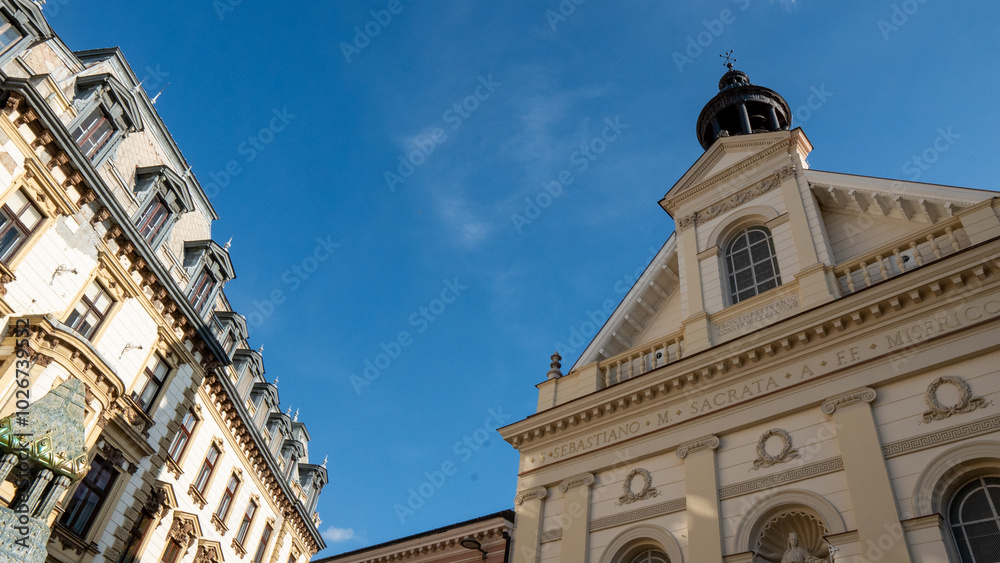 Fototapeta premium Pécs - Hungary city tour with a clear sky - 12 October 2024