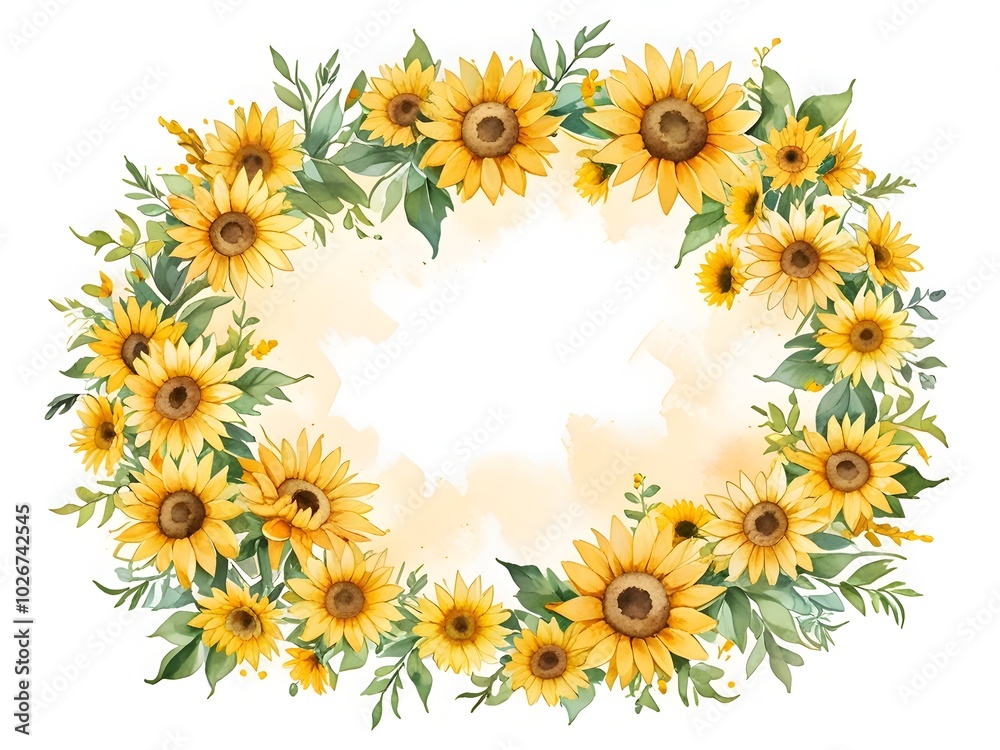 Sunflower Flower Wreath Flower Frame Sunflower Flower Wreath Flower Frame