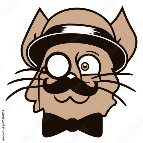 Sir Cat Gentleman Top Hat Monocle Glasses Rich Guy Funny Design Fun Adorable Cool Happy Friendly Sweet Little Kitten Cartoon Cute Cats Lovers Comic Love Feline Playful Kitties Fur Paw Pet Owner