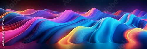 3d_rendering_abstract_background_of_colorful_neon_wavy_line_glowing_in_the_dark_modern_simple_wallpaper