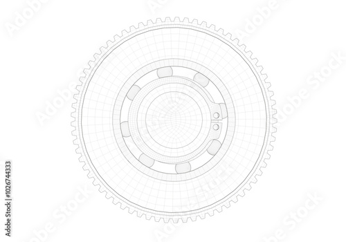 Black cogwheel on white background.