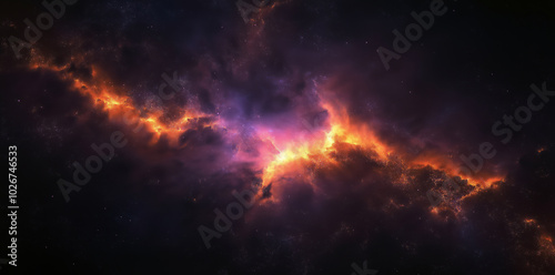 Colorful Nebula with Stars and Cosmic Dust in Deep Space Space exploration, cosmic beauty, astronomical phenomena.