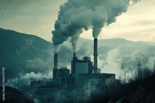 Industrial factory releasing smoke into the air