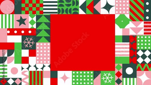 Animated Christmas abstract pattern background with copyspace. 4K Seamless loop.