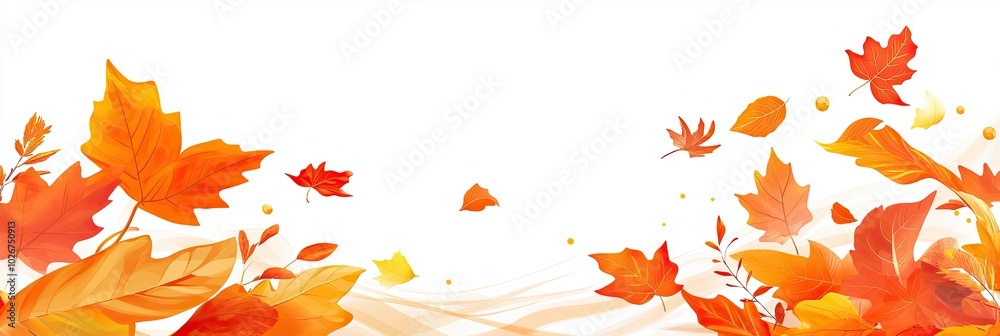 Fototapeta premium Colorful Autumn Leaves Swirling in the Wind During a Clear Day in a Calm Outdoor Setting